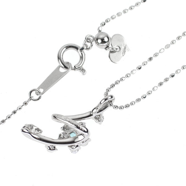 K18WG パライバトルマリン ダイヤモンド ペンダントネックレス 0.04ct D0.15ct