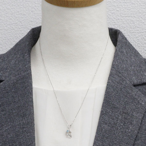 K18WG パライバトルマリン ダイヤモンド ペンダントネックレス 0.04ct D0.15ct