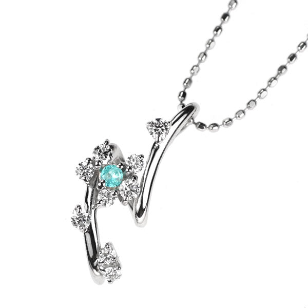 K18WG パライバトルマリン ダイヤモンド ペンダントネックレス 0.04ct D0.15ct