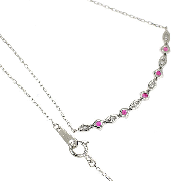 K18WG ルビー ダイヤモンド ペンダントネックレス 0.27ct D0.09ct