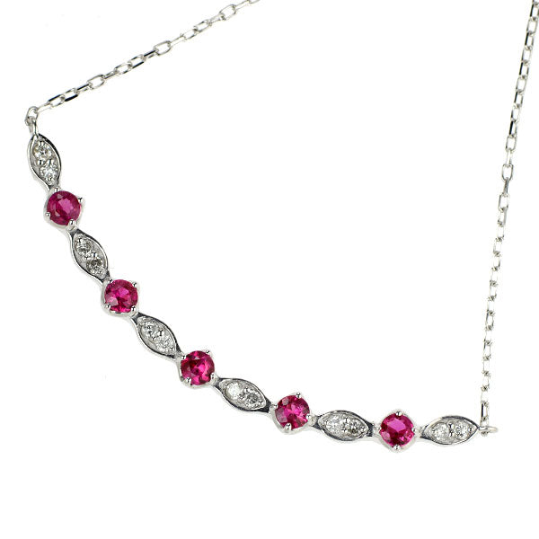 K18WG ルビー ダイヤモンド ペンダントネックレス 0.27ct D0.09ct