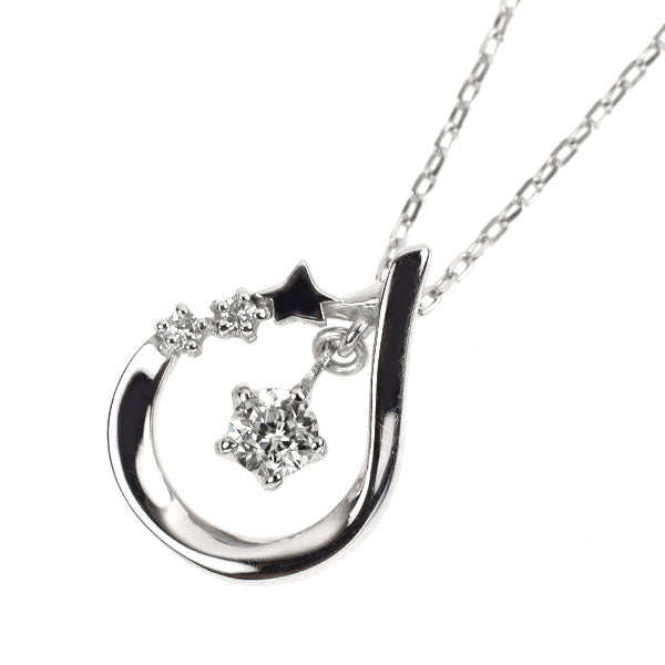 wish upon a star K18WG ダイヤモンド ペンダントネックレス 0.077ct D0.01ct 星の王子さま 引き輪社外