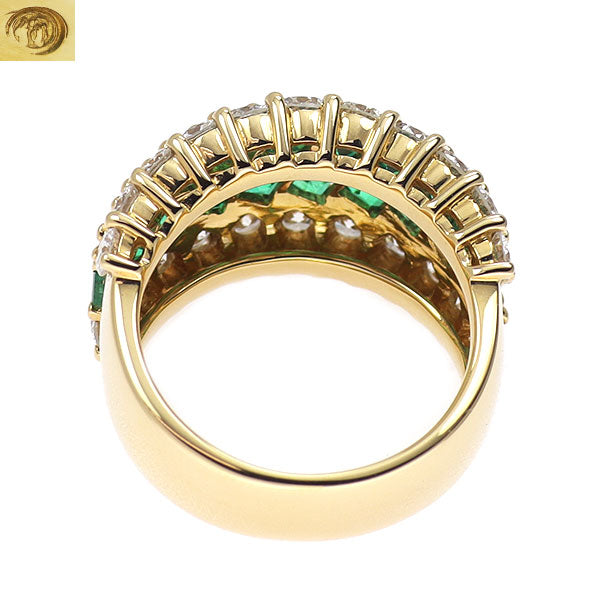 伊勢丹 K18YG エメラルド ダイヤモンド リング 2.51ct D1.77ct