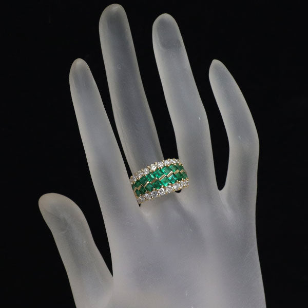 伊勢丹 K18YG エメラルド ダイヤモンド リング 2.51ct D1.77ct