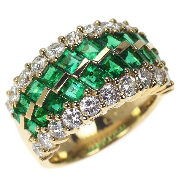 伊勢丹 K18YG エメラルド ダイヤモンド リング 2.51ct D1.77ct