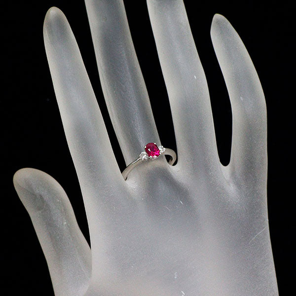 Pt900 ルビー ダイヤモンド リング 0.58ct D0.12ct
