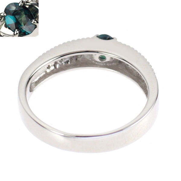 希少 K18WG アレキサンドライト ダイヤモンド リング 0.22ct D0.16ct