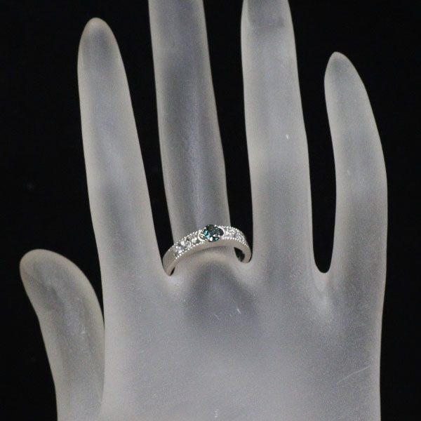 希少 K18WG アレキサンドライト ダイヤモンド リング 0.22ct D0.16ct