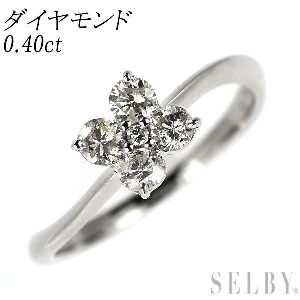 K18WG ダイヤモンド リング 0.40ct フラワー