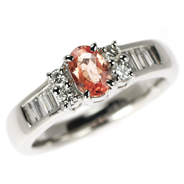 Pt900 パパラチアサファイア ダイヤモンド リング 0.589ct D0.34ct