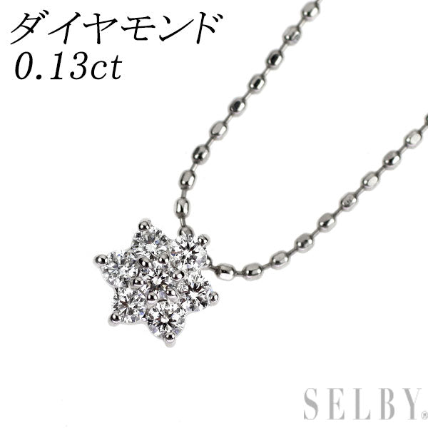 Pt900/ Pt850 ダイヤモンド ペンダントネックレス 0.13ct フラワー