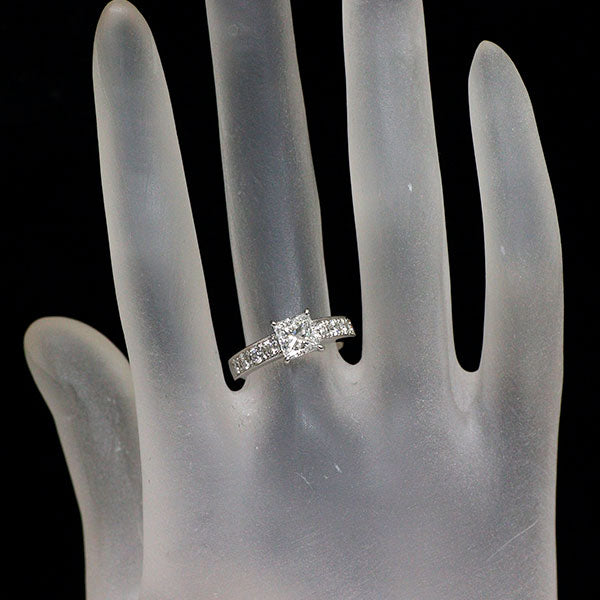 Pt900 プリンセスカット ダイヤモンド リング 1.00ct F VS1 D0.43ct