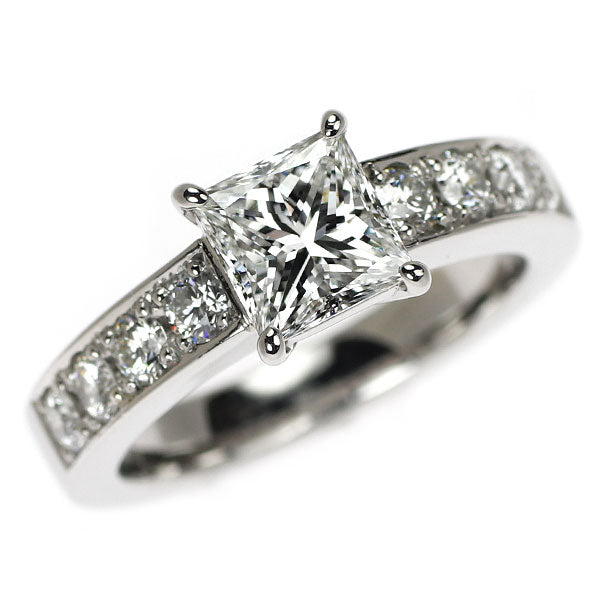 Pt900 プリンセスカット ダイヤモンド リング 1.00ct F VS1 D0.43ct
