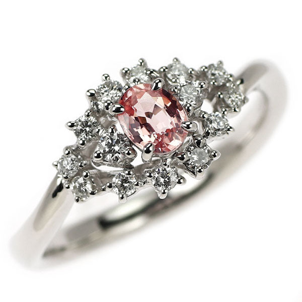 K18WG パパラチアサファイア ダイヤモンド リング 0.432ct D0.28ct