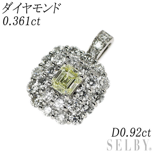 Pt900エメラルド、ダイヤモンドつきペンダントトップ Pt900 エメラルドカット ダイヤモンド ペンダントトップ 0.361ct D0