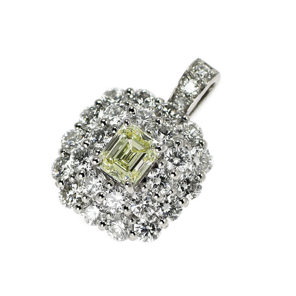 Pt900 エメラルドカット ダイヤモンド ペンダントトップ 0.361ct D0.92ct