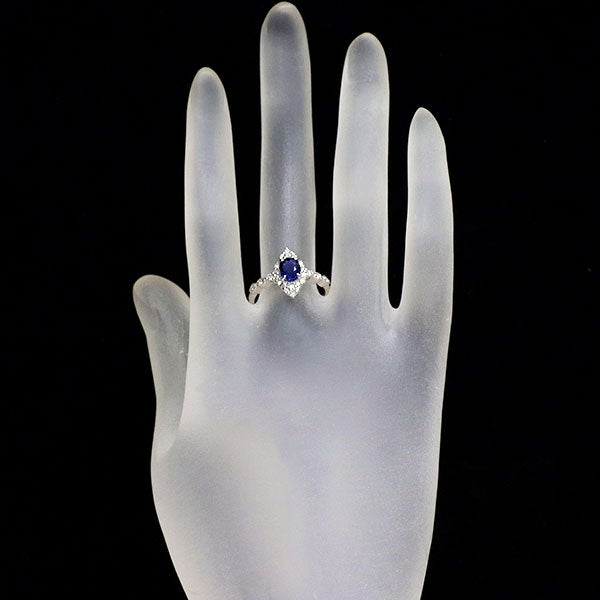 Pt900 カンボジア産 非加熱サファイア ダイヤモンド リング 1.17ct D0.31ct