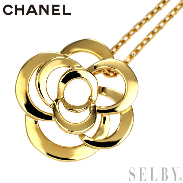 シャネル K18YG ペンダントネックレス カメリア