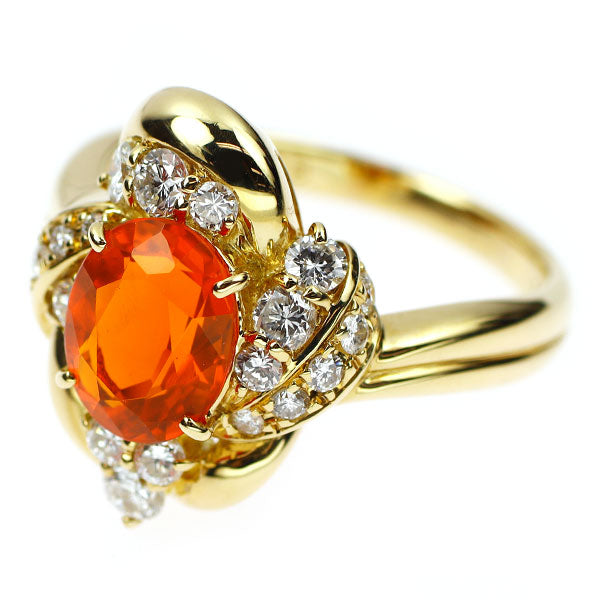 K18YG ファイアーオパール ダイヤモンド リング 1.32ct D0.63ct