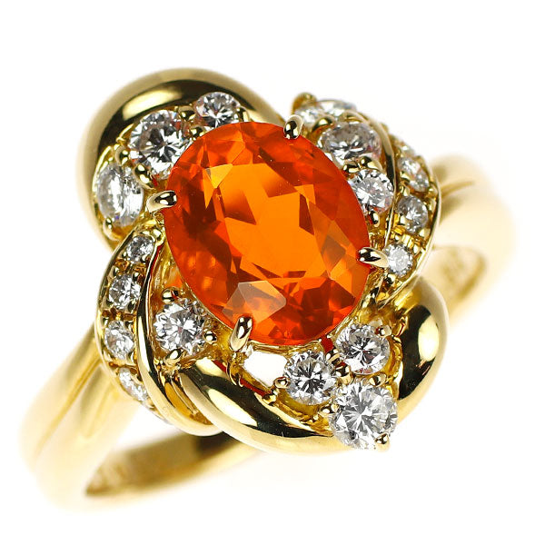 K18YG ファイアーオパール ダイヤモンド リング 1.32ct D0.63ct