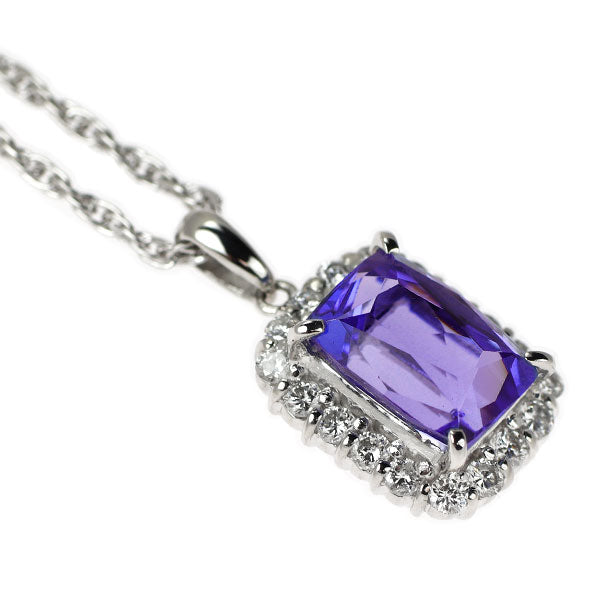 Pt900/ Pt850 タンザナイト ダイヤモンド ペンダントネックレス 3.49ct D0.44ct