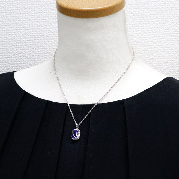 Pt900/ Pt850 タンザナイト ダイヤモンド ペンダントネックレス 3.49ct D0.44ct