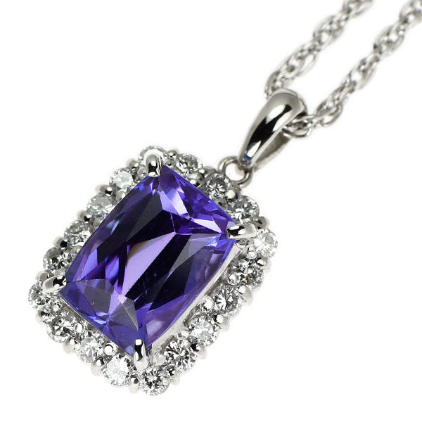 Pt900/ Pt850 タンザナイト ダイヤモンド ペンダントネックレス 3.49ct D0.44ct
