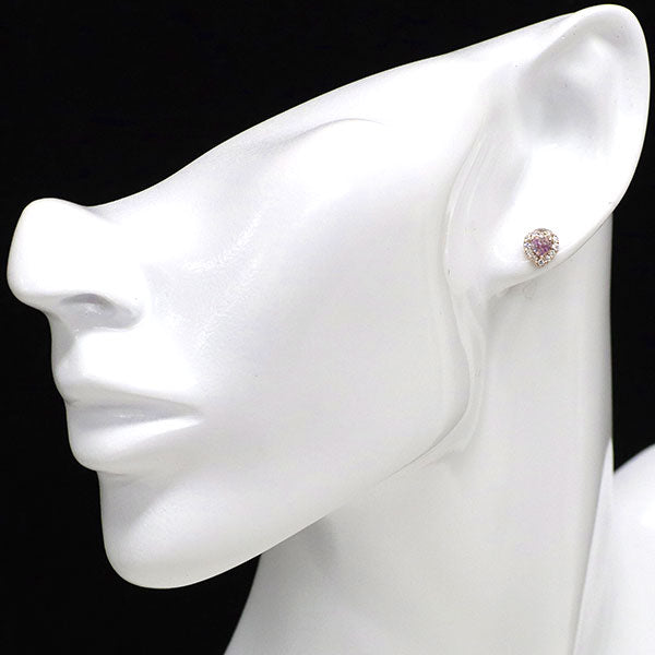 新品 希少 K18PG ハートシェイプ 天然ピンクダイヤモンド ピアス 0.510ct FIPP I1 D0.16ct スタッド【エスコレ】