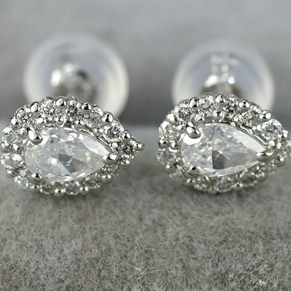 新品 Pt900/ Pt950 希少ファンシーホワイトダイヤモンド ピアス 0.341ct FW I1 D0.12ct スタッド【エスコレ】