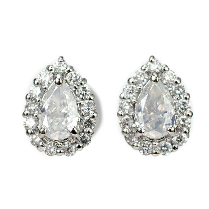 新品 Pt900/ Pt950 希少ファンシーホワイトダイヤモンド ピアス 0.341ct FW I1 D0.12ct スタッド【エスコレ】