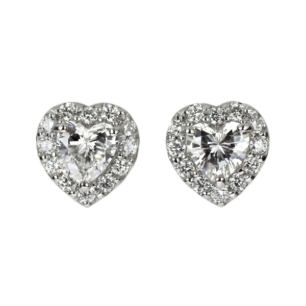 新品 Pt950/ Pt900 ハートシェイプ ダイヤモンド ピアス 0.564ct F SI1 D0.20ct スタッド【エスコレ】