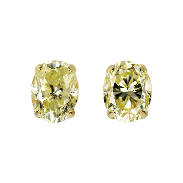 新品 K18YG オーバル ダイヤモンド ピアス 0.804ct VLY VS1-2 スタッド【エスコレ】