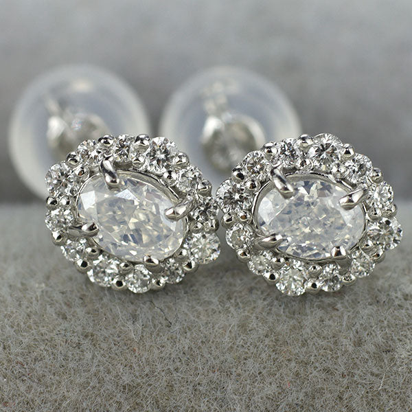 新品 Pt950/ Pt900 希少ファンシーホワイト ダイヤモンド ピアス 0.390ct FW I1 D0.16ct スタッド【エスコレ】
