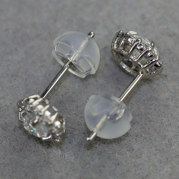 新品 Pt950/ Pt900 希少ファンシーホワイト ダイヤモンド ピアス 0.390ct FW I1 D0.16ct スタッド【エスコレ】