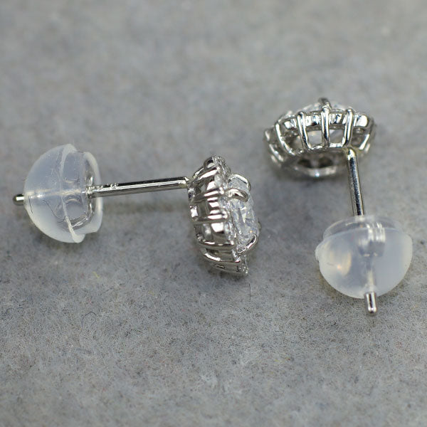 新品 Pt950/ Pt900 希少ファンシーホワイト ダイヤモンド ピアス 0.390ct FW I1 D0.16ct スタッド【エスコレ】