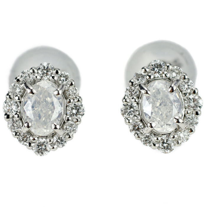 新品 Pt950/ Pt900 希少ファンシーホワイト ダイヤモンド ピアス 0.390ct FW I1 D0.16ct スタッド【エスコレ】