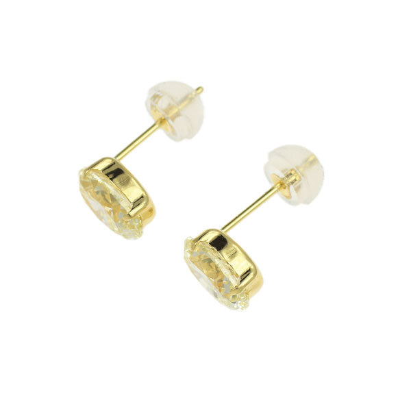 新品 K18YG オーバル ダイヤモンド ピアス 2.031ct VLY/LY VS1/VS2 スタッド【エスコレ】