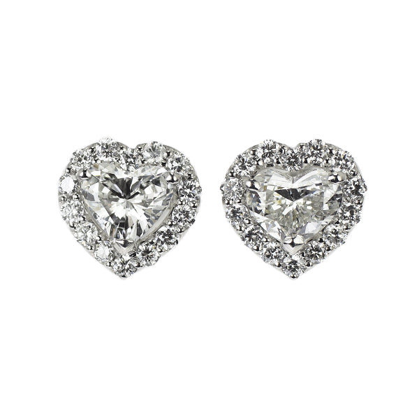新品 Pt950/ Pt900 ハートシェイプ ダイヤモンド ピアス 0.742ct G SI2 D0.26ct【エスコレ】