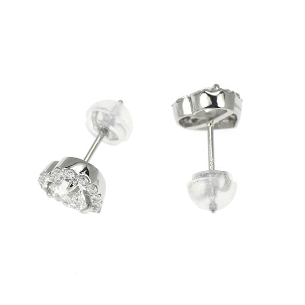 新品 Pt950/ Pt900 ハートシェイプ ダイヤモンド ピアス 0.697ct F VVS2/SI2 D0.26ct スタッド【エスコレ】