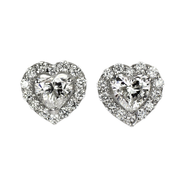新品 Pt950/ Pt900 ハートシェイプ ダイヤモンド ピアス 0.697ct F VVS2/SI2 D0.26ct スタッド【エスコレ】