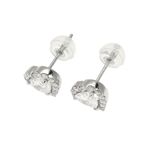 新品 Pt950/ Pt900 ハートシェイプ ダイヤモンド ピアス 0.704ct F/G SI1/SI2 D0.26ct スタッド【エスコレ】