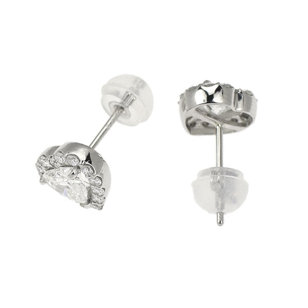 新品 Pt950/ Pt900 ハートシェイプ ダイヤモンド ピアス 0.704ct F/G SI1/SI2 D0.26ct スタッド【エスコレ】