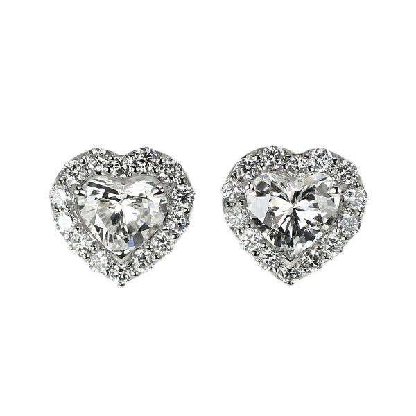 新品 Pt950/ Pt900 ハートシェイプ ダイヤモンド ピアス 0.704ct F/G SI1/SI2 D0.26ct スタッド【エスコレ】