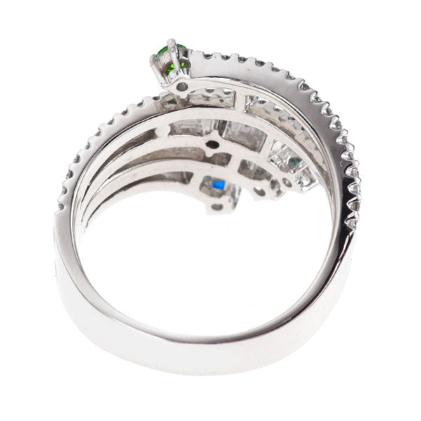 希少 K18WG パライバトルマリン カラーストーン ダイヤモンド リング 0.04ct CS0.10ct D0.56ct