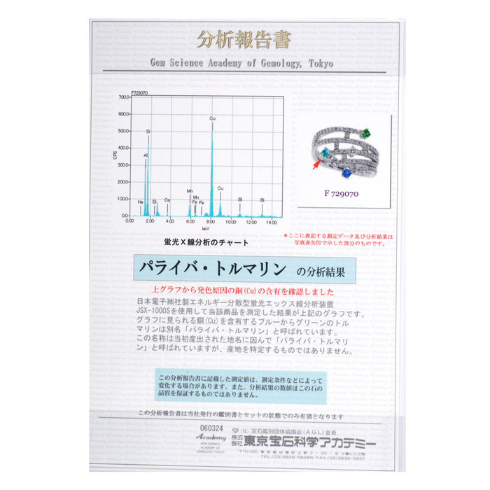 希少 K18WG パライバトルマリン カラーストーン ダイヤモンド リング 0.04ct CS0.10ct D0.56ct
