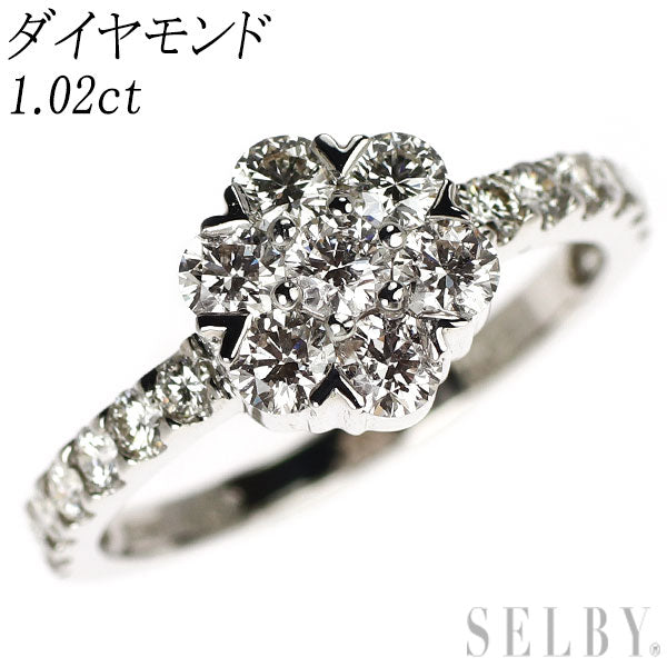 K18WG ダイヤモンド リング 1.02ct フラワー