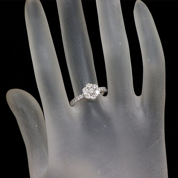 K18WG ダイヤモンド リング 1.02ct フラワー