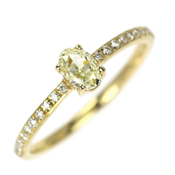 K18YG オーバル ダイヤモンド リング 0.38ct D0.11ct