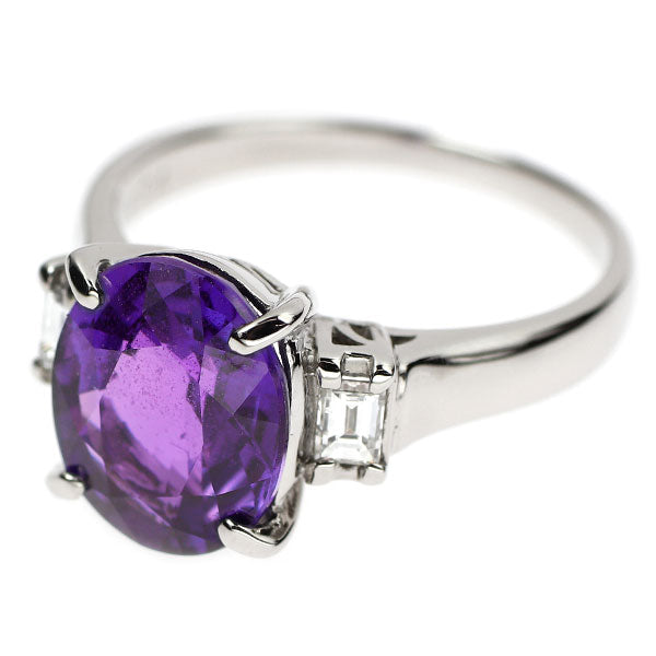 Pt900 パープルサファイア ダイヤモンド リング 4.71ct D0.24ct