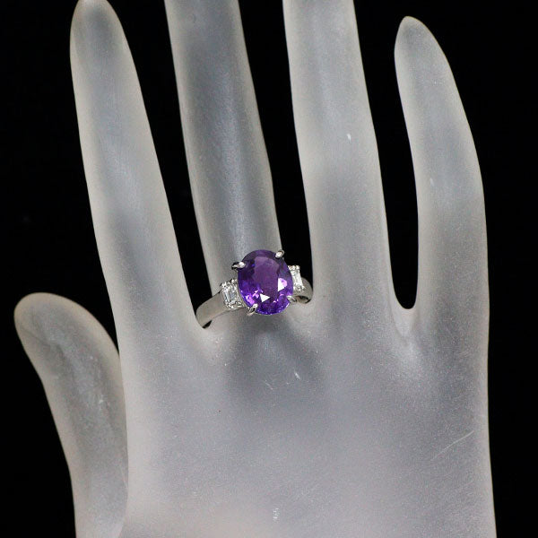 Pt900 パープルサファイア ダイヤモンド リング 4.71ct D0.24ct